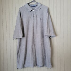 U.S. Polo Assn. Ultimate Pique Short Sleeve Polo Shirt Pony Logo Gray Men's 2XLT